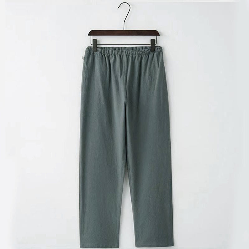 Conjunto de 2 Buddha Stones de traje tradicional Tang con botones de rana, camisa de manga larga y pantalón para hombre. - image 9