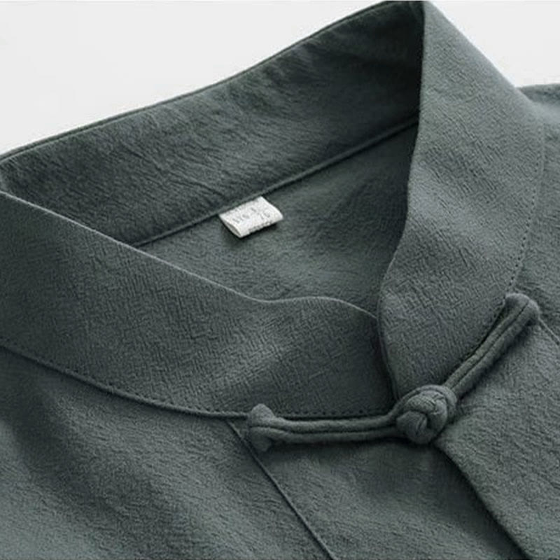 Conjunto de 2 piezas de traje Tang con Buddha Stones , uniforme tradicional con botones de rana, camisa de manga larga y pantalones para hombre - image 7