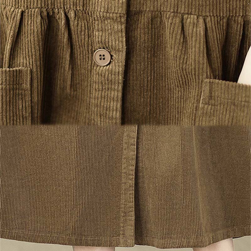 Vestido midi de pana sin mangas con diseño retro de botones y bolsillos de Buddha Stones Fall - image 18