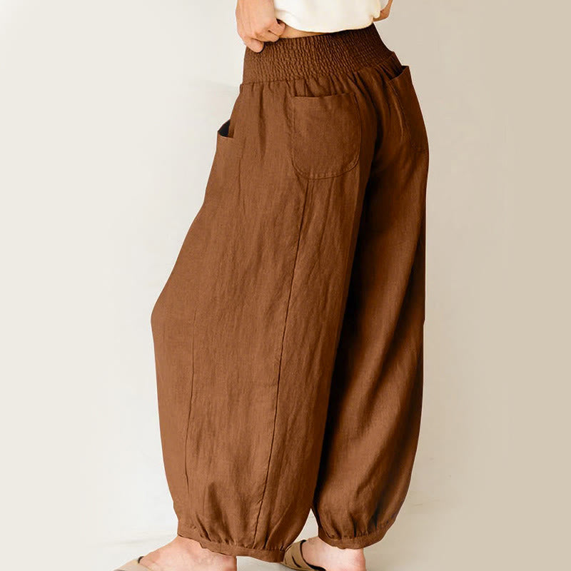 Pantalones harem de algodón liso para mujer con estampado de Buddha Stones y bolsillos. - image 8