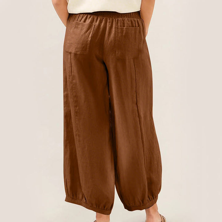 Pantalones harem de algodón liso para mujer con estampado de Buddha Stones y bolsillos. - image 9