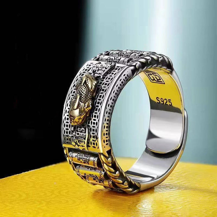 Anillo de pareja con Buddha Stones Lucky FengShui PiXiu, ruedas de oración de riqueza - Mujer - Oro - image 0
