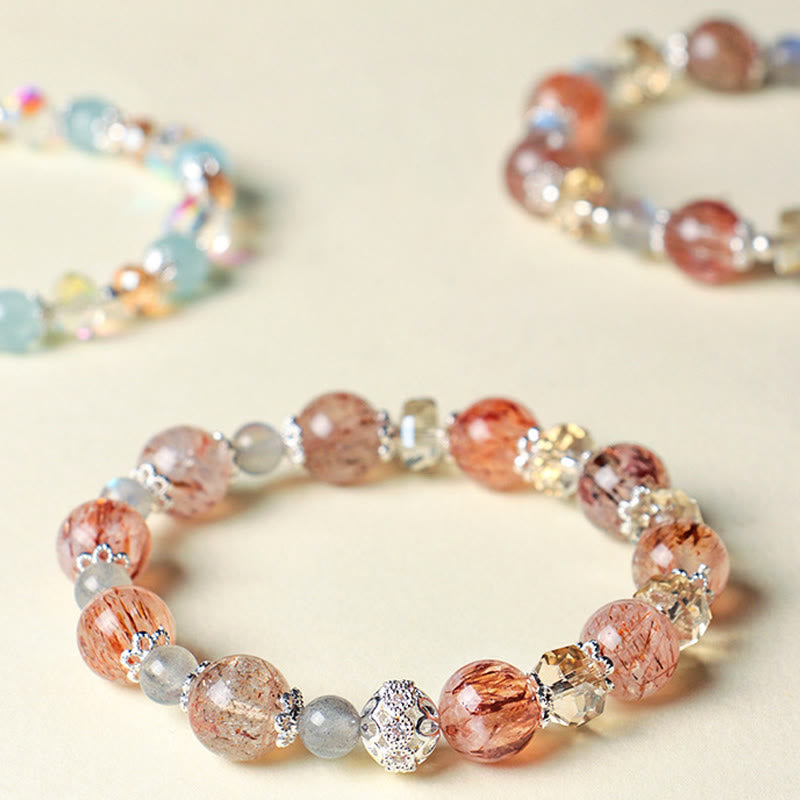 Buddha Stones Pulsera de la paz con cuentas facetadas brillantes de cristal Super Seven de aguamarina natural - image 11