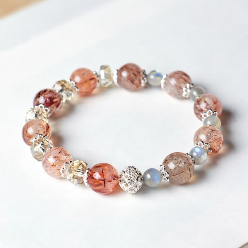 Buddha Stones Pulsera de la paz con cuentas facetadas brillantes de cristal Super Seven de aguamarina natural - image 7