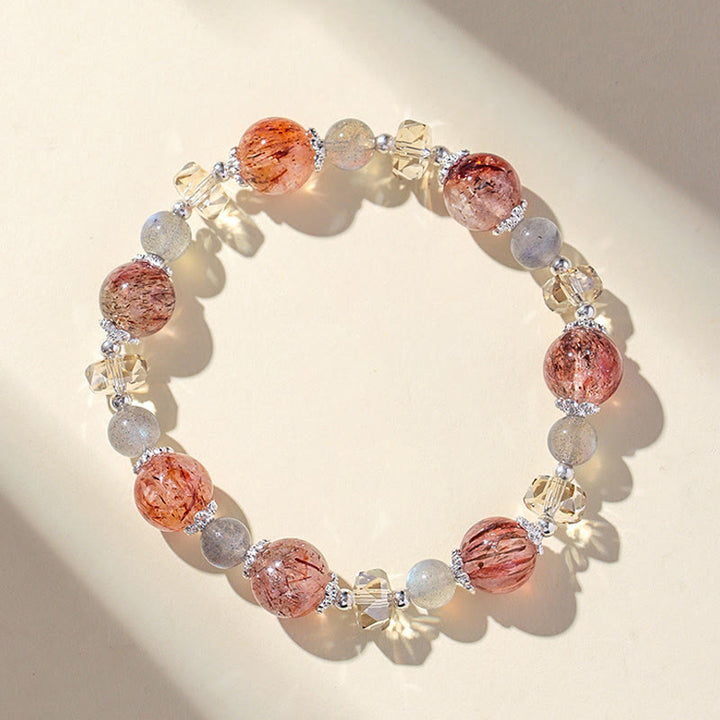 Buddha Stones Pulsera de la paz con cuentas facetadas brillantes de cristal Super Seven de aguamarina natural - image 10