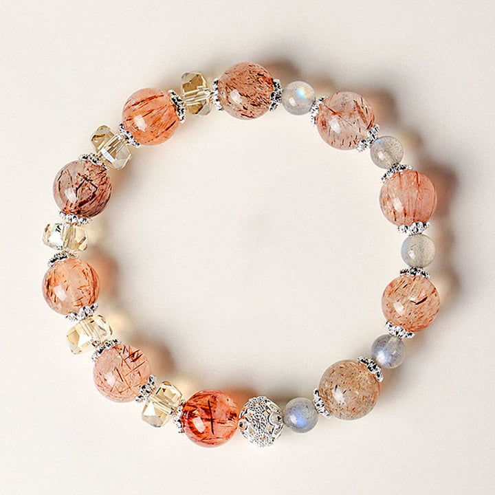 Buddha Stones Pulsera de la paz con cuentas facetadas brillantes de cristal Super Seven de aguamarina natural - Cristal Super Seven de 10 mm (circunferencia de la muñeca: 14-15 cm) - image 4