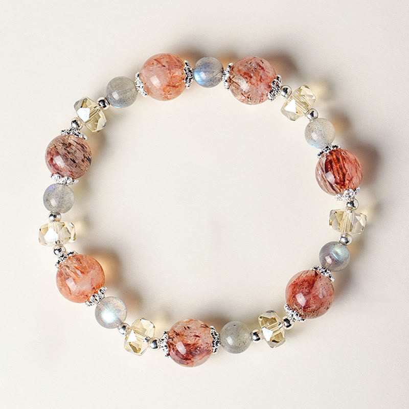 Buddha Stones Pulsera de la paz con cuentas facetadas brillantes de cristal Super Seven de aguamarina natural - Cuenta de cobre Super Seven Crystal de 10 mm (circunferencia de la muñeca: 14-15 cm) - image 9