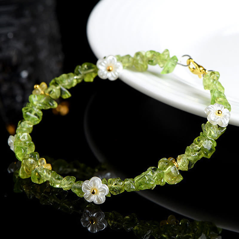 Buddha Stones Pulsera Serenity con aguamarina natural, peridoto, cuarzo fresa y varios cristales. - image 13