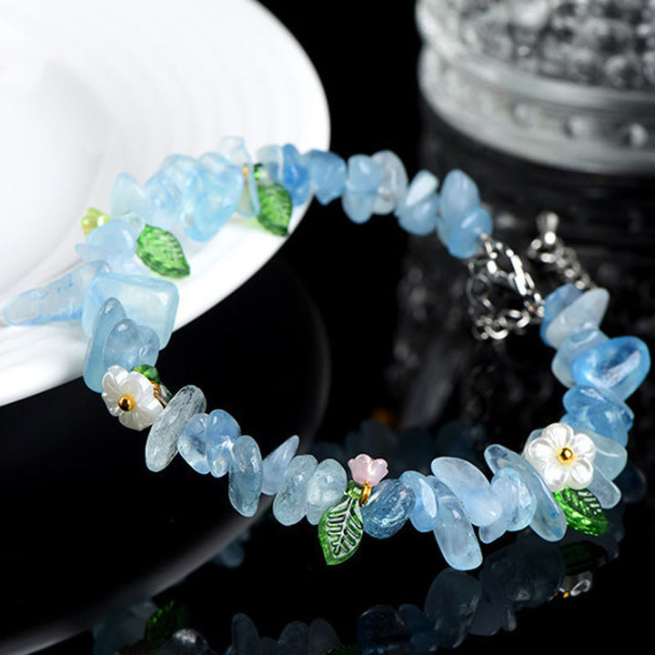 Buddha Stones Pulsera Serenity con aguamarina natural, peridoto, cuarzo fresa y varios cristales. - image 3
