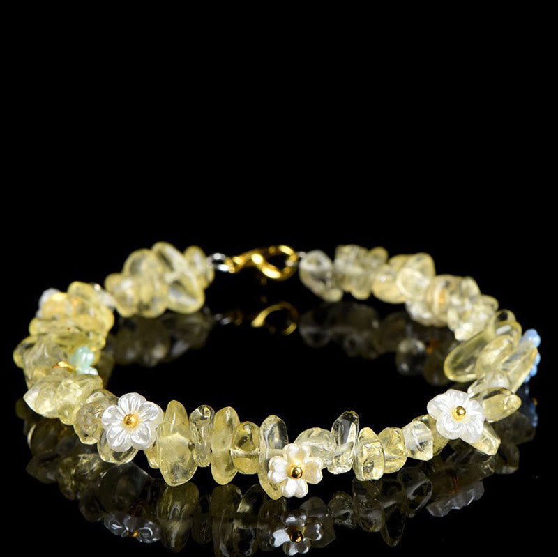 Buddha Stones Pulsera Serenity con aguamarina natural, peridoto, cuarzo fresa y varios cristales. - Citrino (circunferencia de la muñeca: 14-15 cm) - image 17