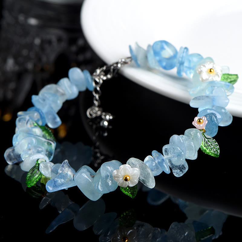 Buddha Stones Pulsera Serenity con aguamarina natural, peridoto, cuarzo fresa y varios cristales. - image 1