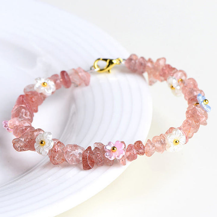 Buddha Stones Pulsera Serenity con aguamarina natural, peridoto, cuarzo fresa y varios cristales. - image 37