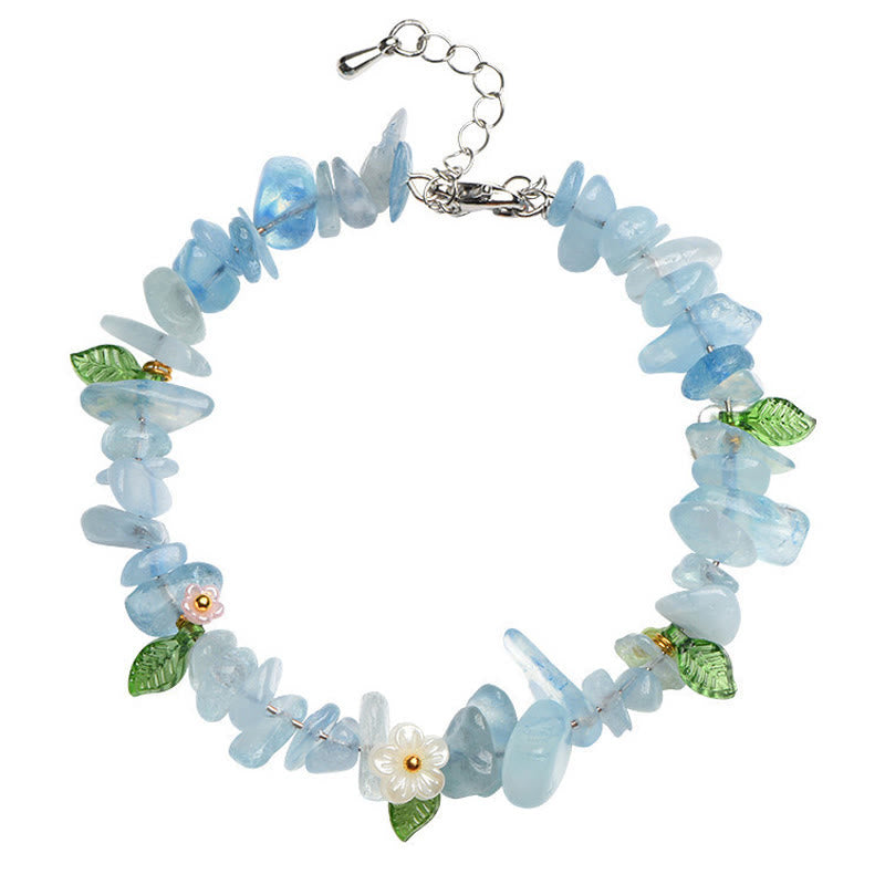 Buddha Stones Pulsera Serenity con aguamarina natural, peridoto, cuarzo fresa y varios cristales. - image 5