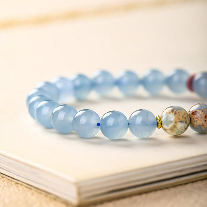 Buddha Stones Pulsera curativa con forma de pata de gato y calcedonia azul Fu - image 6