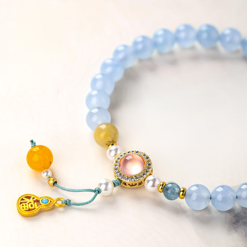 Buddha Stones Pulsera curativa con forma de pata de gato y calcedonia azul Fu - image 7