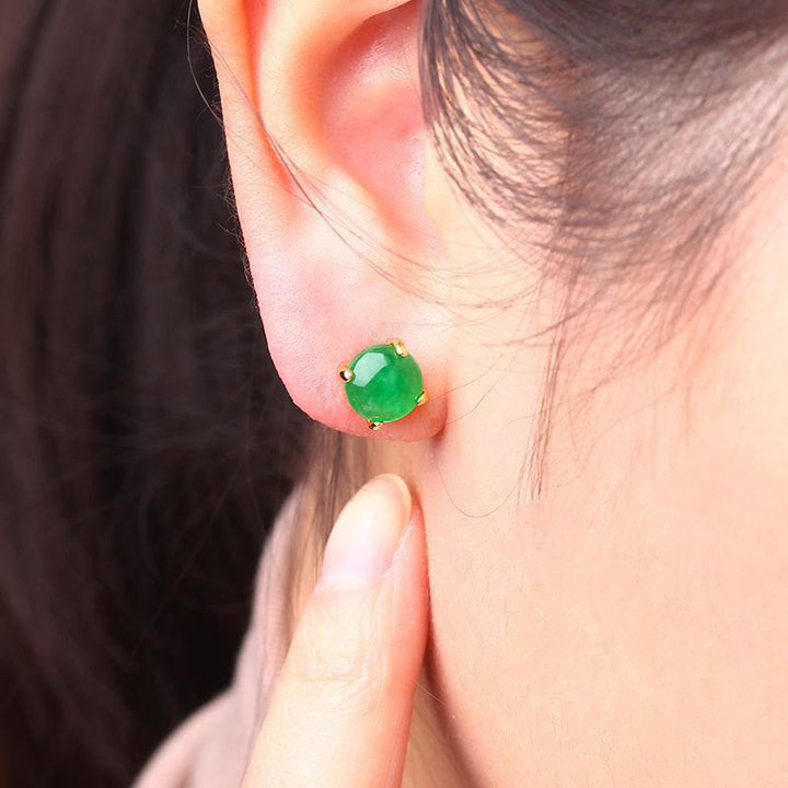 Buddha Stones Pendientes de jade y plata de ley 925 con el símbolo de la abundancia. - image 4