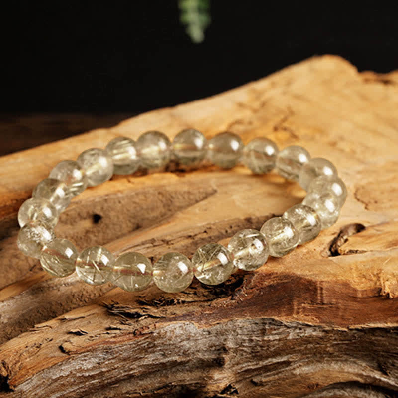 Pulsera de protección de auspiciosidad de cuarzo rutilado natural con Buddha Stones - image 3