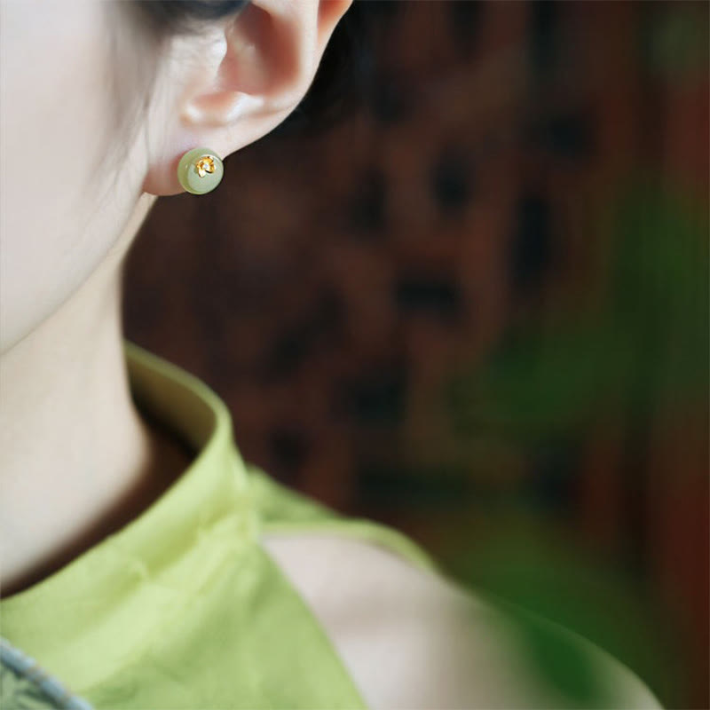 Buddha Stones Pendientes de plata de ley 925 con diseño floral en jade cian y diseño de armonía floral - image 10