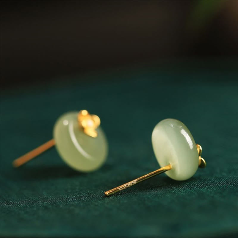 Buddha Stones Pendientes de plata de ley 925 con diseño floral en jade cian y diseño de armonía floral - image 8