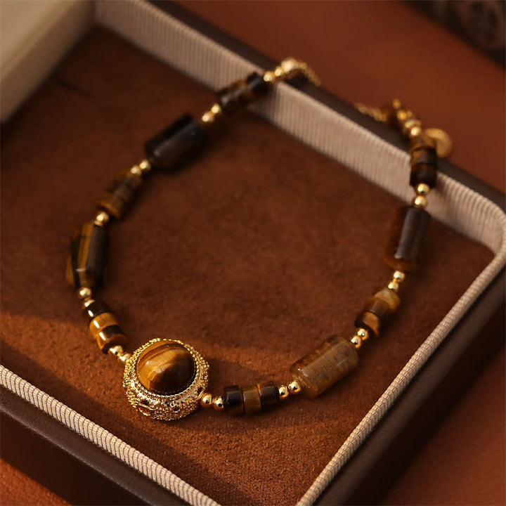 Buddha Stones Pulsera de cadena protectora de fuerza con ojo de tigre natural - image 2