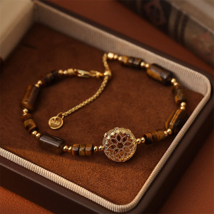 Buddha Stones Pulsera de cadena protectora de fuerza con ojo de tigre natural - image 3