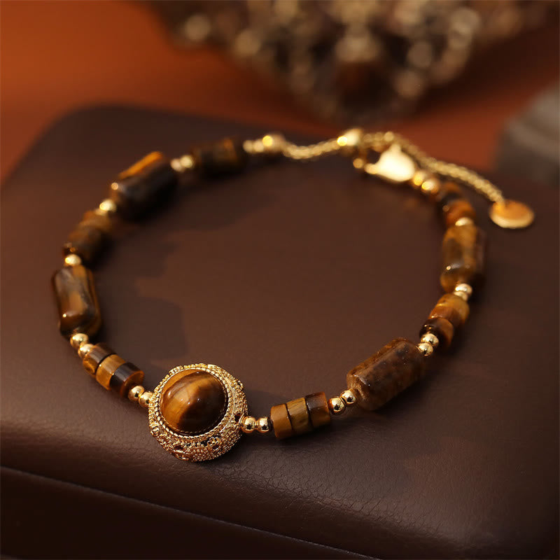Buddha Stones Pulsera de cadena protectora de fuerza con ojo de tigre natural - image 1