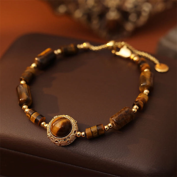 Buddha Stones Pulsera de cadena protectora de fuerza con ojo de tigre natural - image 1
