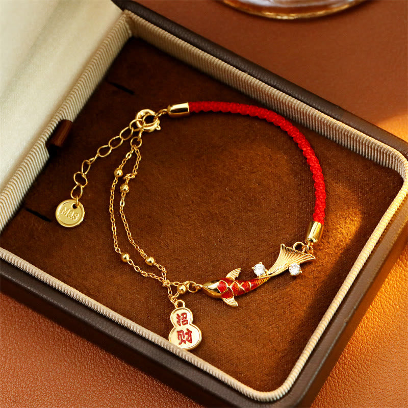 Buddha Stones Pulsera de la suerte con dije de calabaza y diseño de pez koi para atraer riqueza - image 4