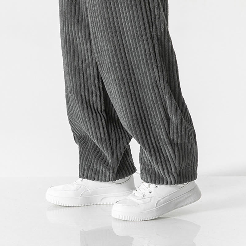 Pantalones harén de pana con cordón y bolsillos para hombre, estilo retro de invierno, con Buddha Stones - image 8