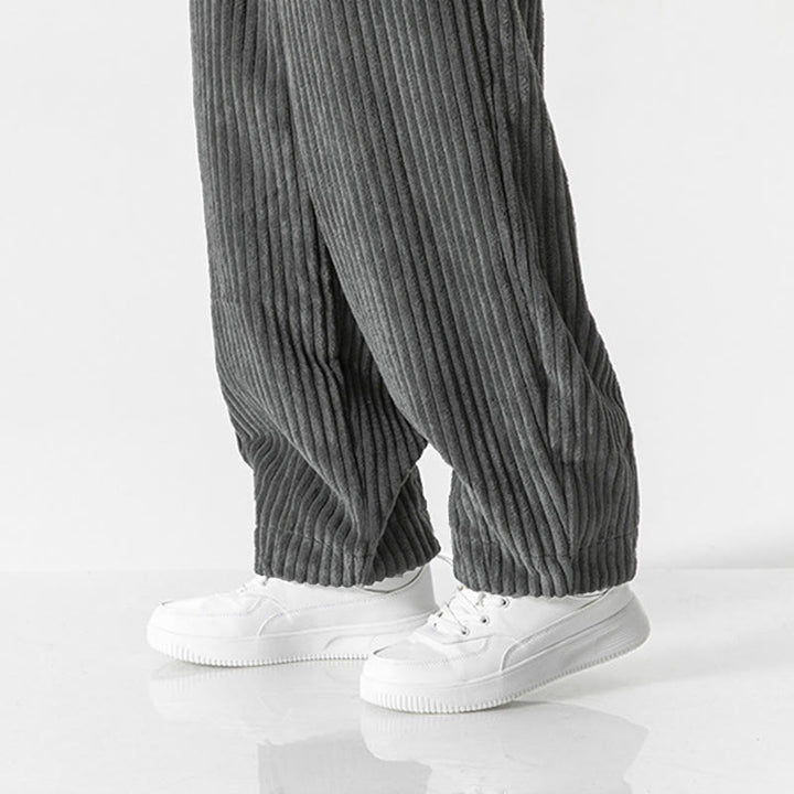 Pantalones harén de pana con cordón y bolsillos para hombre, estilo retro de invierno, con Buddha Stones - image 8