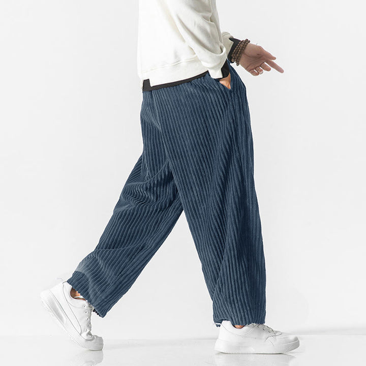 Pantalones harén de pana con cordón y bolsillos para hombre, estilo retro de invierno, con Buddha Stones - image 17