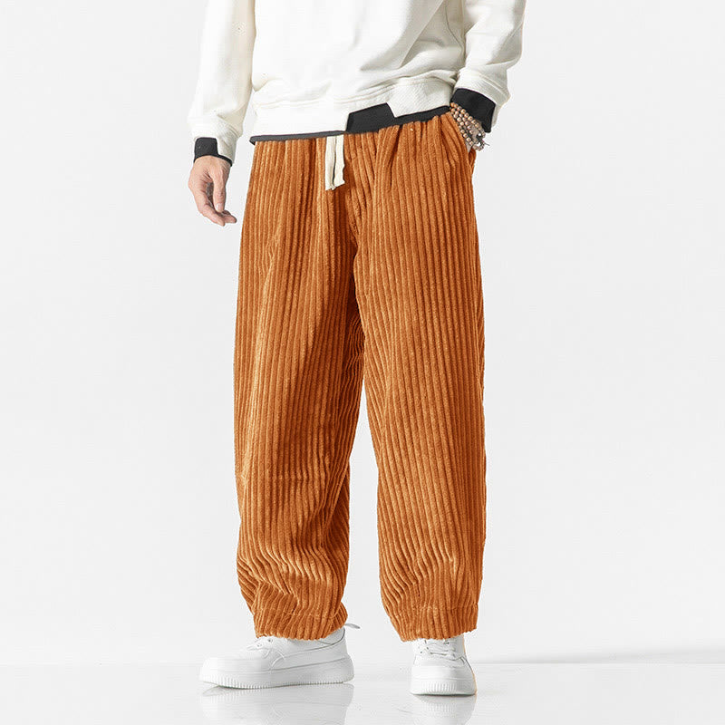 Pantalones harén de pana con cordón y bolsillos para hombre, estilo retro de invierno, con Buddha Stones - image 20