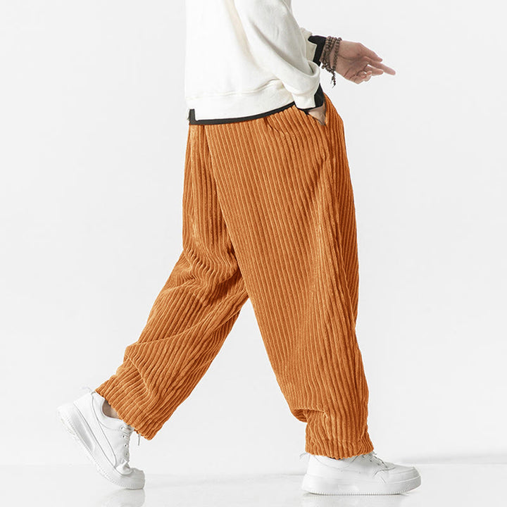 Pantalones harén de pana con cordón y bolsillos para hombre, estilo retro de invierno, con Buddha Stones - image 23