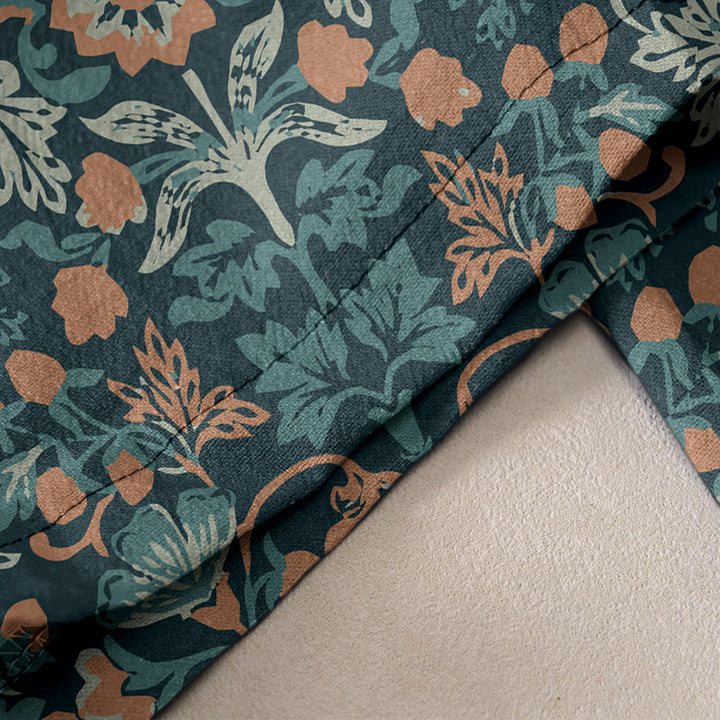 Buddha Stones Pantalones casuales de algodón para mujer con estampado de flores y hojas de vid, cintura elástica y bolsillos. - image 2