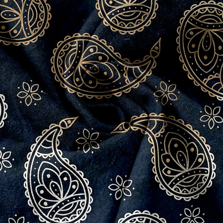 Buddha Stones Pantalones de mujer de algodón puro con elegante estampado paisley, cintura elástica y bolsillos. - image 3