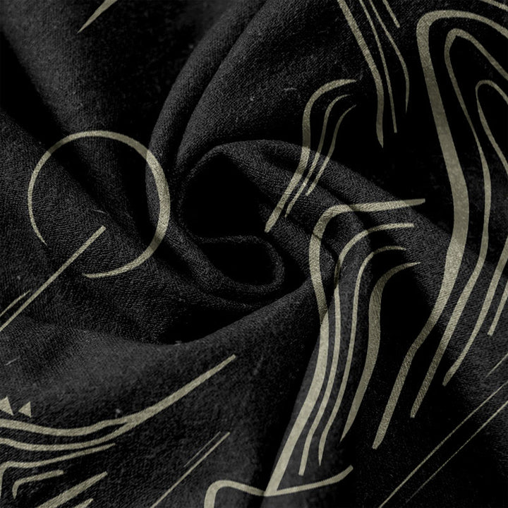Buddha Stones Pantalones de mujer de algodón con estampado de nubes auspiciosas, estilo casual, con cintura elástica y bolsillos. - image 3