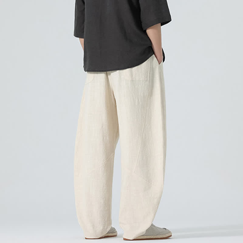 Buddha Stones Pantalones de algodón de color liso para hombre, con cordón ajustable y bolsillos, ideales para la primavera. - image 23