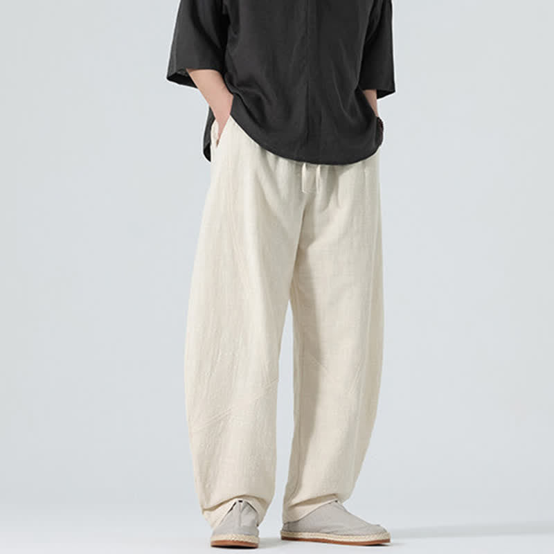 Buddha Stones Pantalones de algodón de color liso para hombre, con cordón ajustable y bolsillos, ideales para la primavera. - image 24