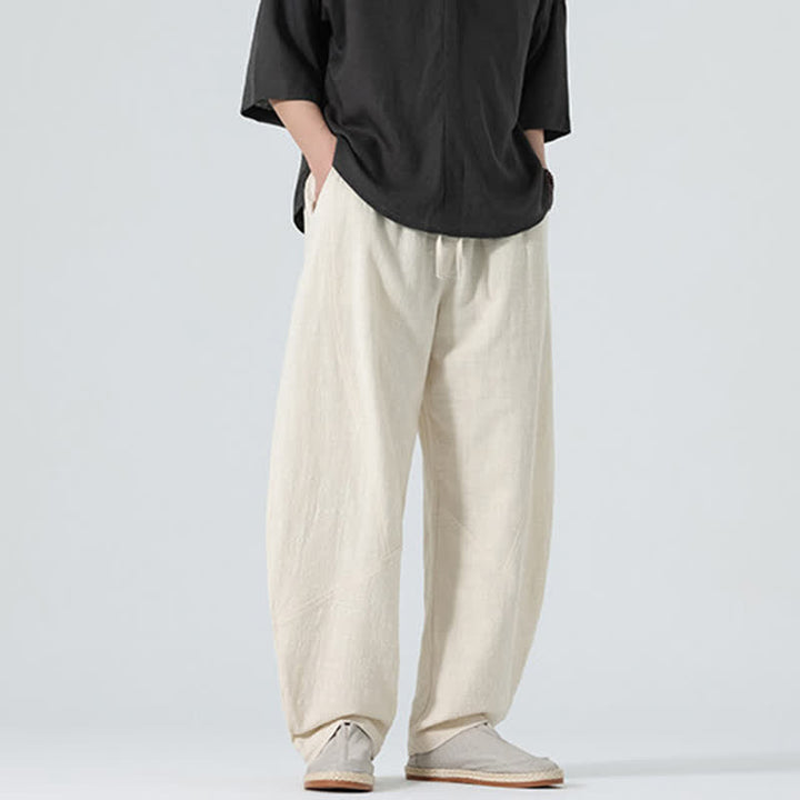 Buddha Stones Pantalones de algodón de color liso para hombre, con cordón ajustable y bolsillos, ideales para la primavera. - image 24