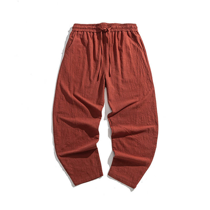 Buddha Stones Pantalones de algodón de color liso para hombre, con cordón ajustable y bolsillos, ideales para la primavera. - image 18