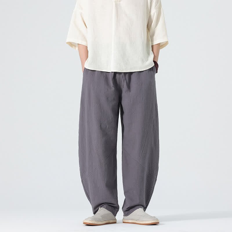 Buddha Stones Pantalones de algodón de color liso para hombre, con cordón ajustable y bolsillos, ideales para la primavera. - Gris - US/UK/AU46, EU56 (5XL) - image 1