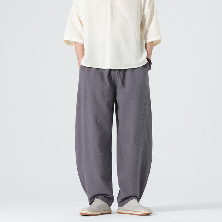 Buddha Stones Pantalones de algodón de color liso para hombre, con cordón ajustable y bolsillos, ideales para la primavera. - Gris - US/UK/AU46, EU56 (5XL) - image 1