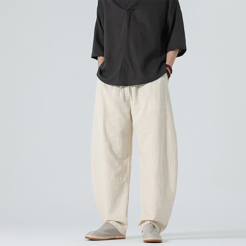 Buddha Stones Pantalones de algodón de color liso para hombre, con cordón ajustable y bolsillos, ideales para la primavera. - image 22
