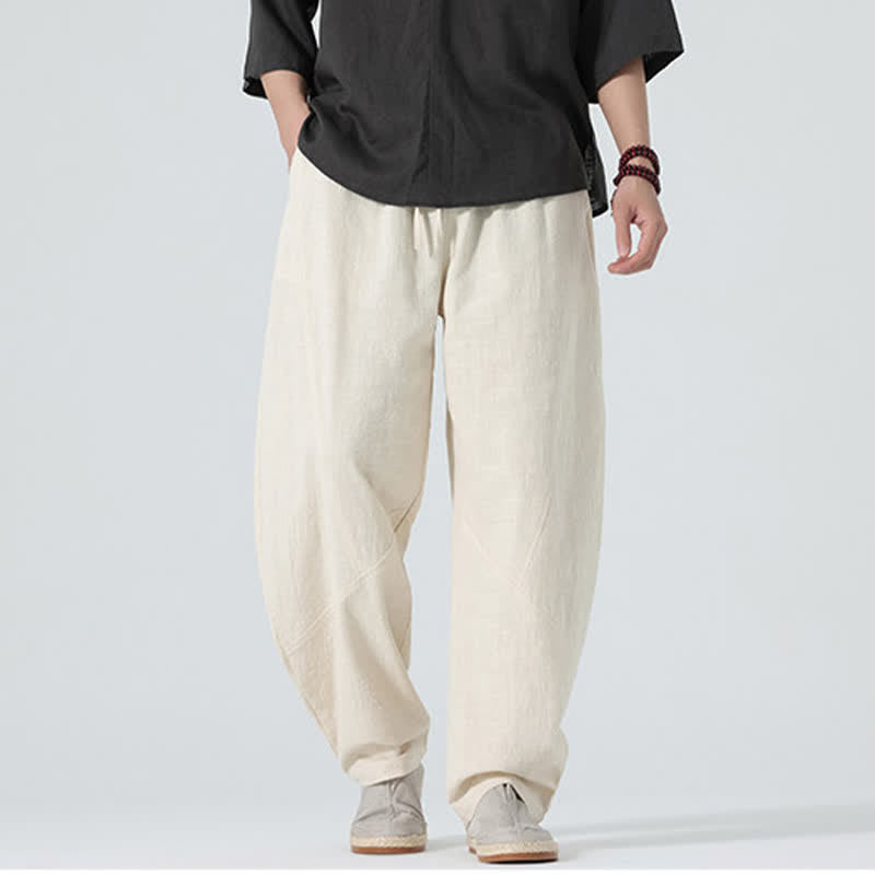 Buddha Stones Pantalones de algodón de color liso para hombre, con cordón ajustable y bolsillos, ideales para la primavera. - image 21