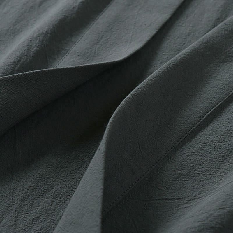 Buddha Stones Kimono de algodón y lino sin mangas para hombre, de color liso y diseño abierto, ideal para primavera. - image 3