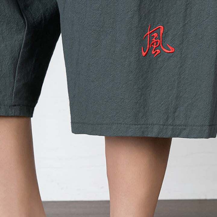 Buddha Stones Pantalones capri lisos de algodón y lino para hombre con cordón ajustable y bolsillos. - image 5