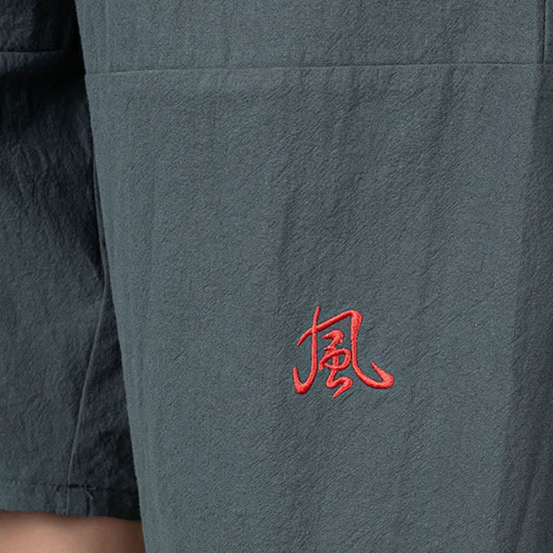 Buddha Stones Pantalones capri lisos de algodón y lino para hombre con cordón ajustable y bolsillos. - image 4