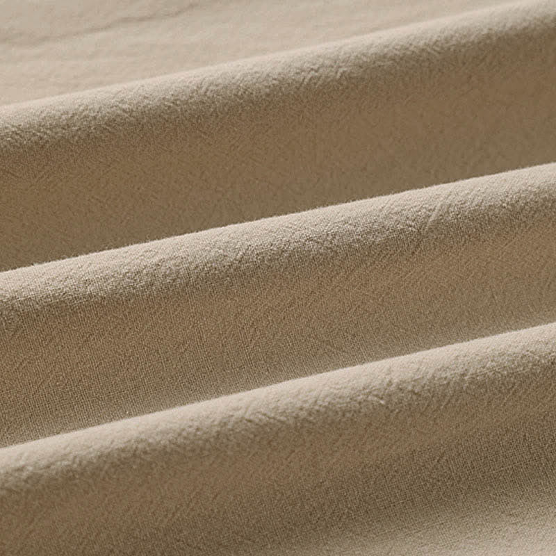 Buddha Stones Pantalones capri de algodón y lino para hombre, de pierna ancha, con bolsillos, bordados y largos, ideales para el verano. - image 10