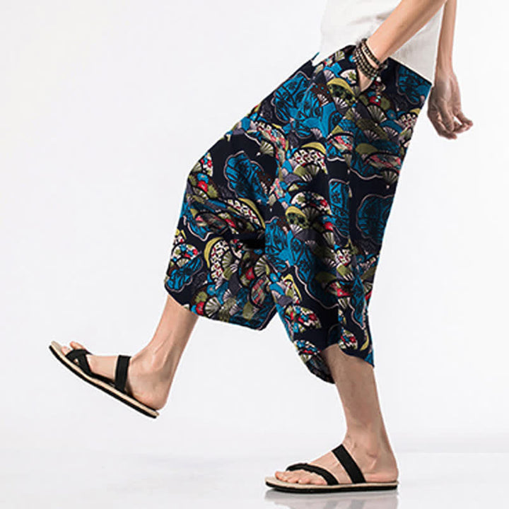 Buddha Stones Pantalones harem para hombre con estampado étnico floral geométrico, largo 7-8 y bolsillos. - image 2