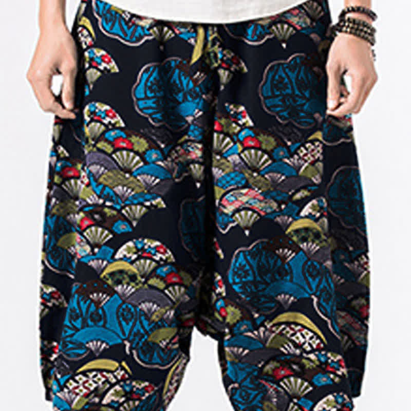 Buddha Stones Pantalones harem para hombre con estampado étnico floral geométrico, largo 7-8 y bolsillos. - image 4